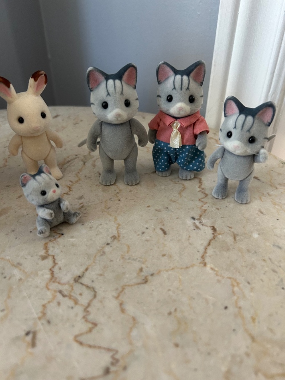 Calico Critters Sylvanian Families Mixed Lot - Fisher Grey Cats & Rabbit